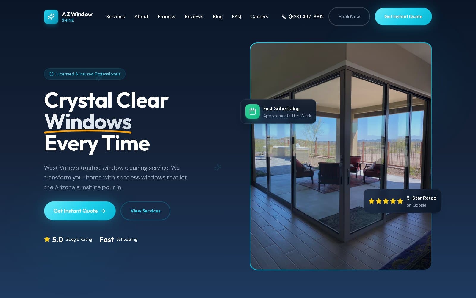 Live screenshot of AZ Window Shine (azwindowshine.com)