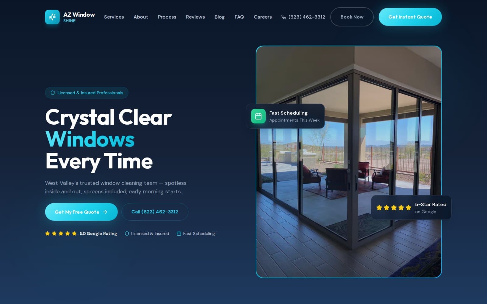 Live screenshot of AZ Window Shine (azwindowshine.com)